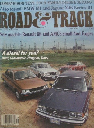 ROAD & TRACK 1980 SEPT - BMW M1, JAGUAR XK6-III, INDY